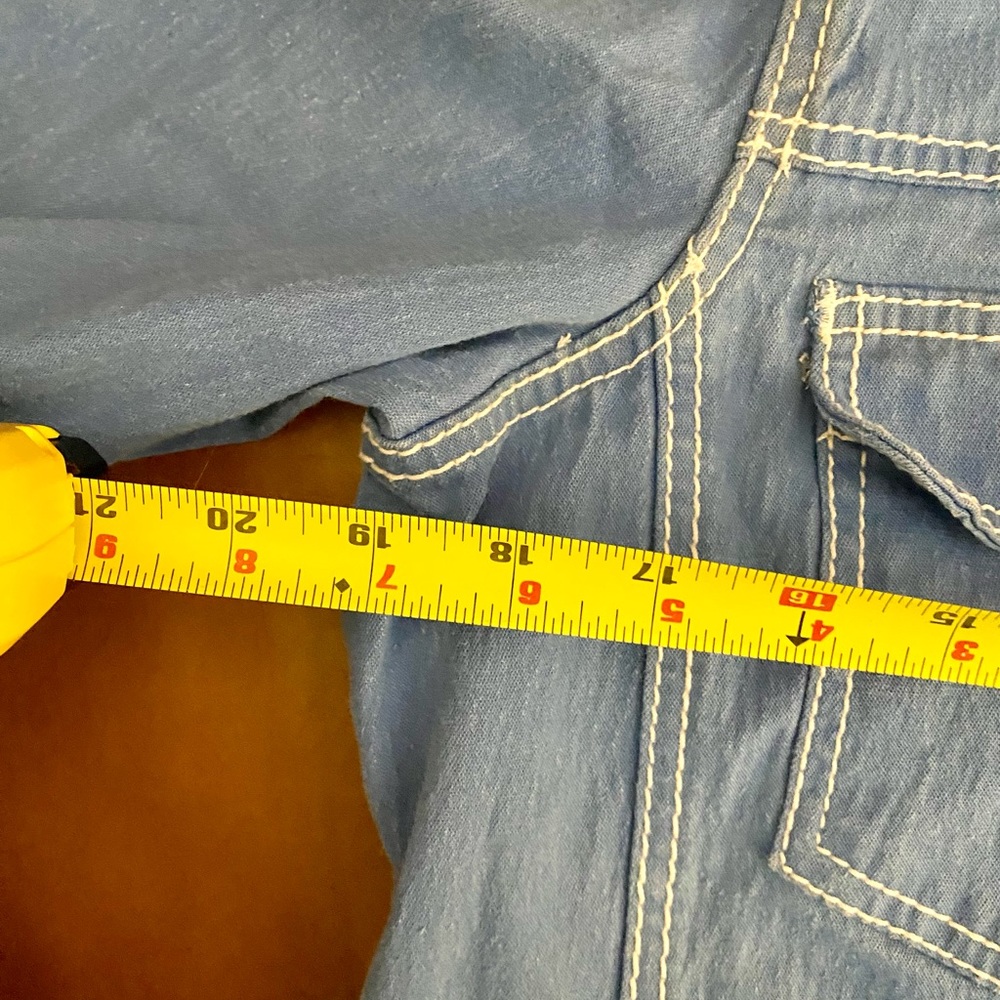 DG2 Diane Gilman L Blue Jacket White Topstitch denim Twill Fall Autumn - Picture 9 of 13